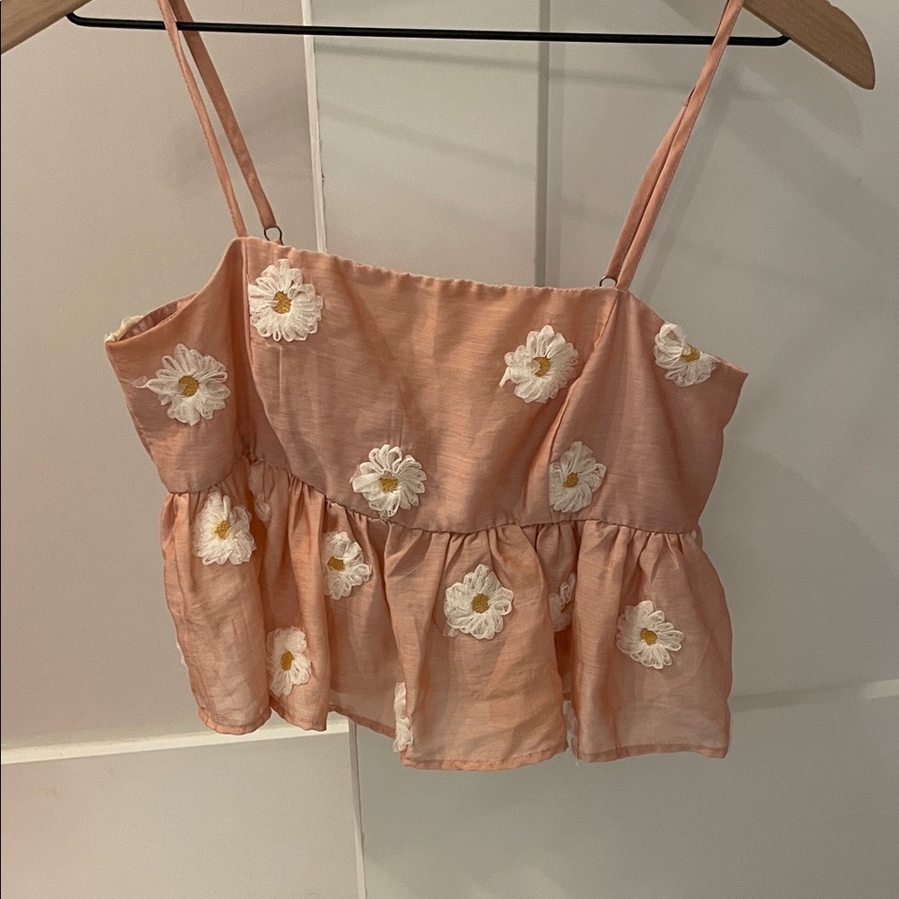 Vestique Peach Floral Crop Top size small